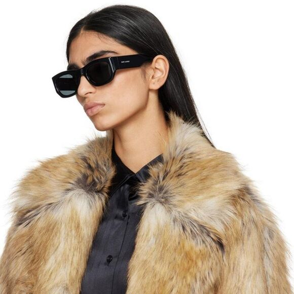 NEW Saint Laurent SL713 001 Black Grey Rectangle Unisex Sunglasses main image 6